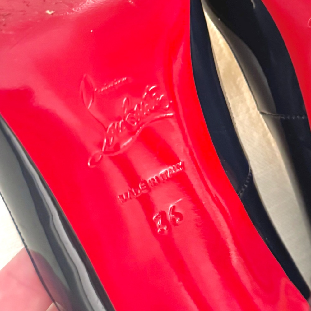 Christian Louboutin New Decol Tissimo 100 Patent BL5J Navy Sz 36 - Picture 7 of 8